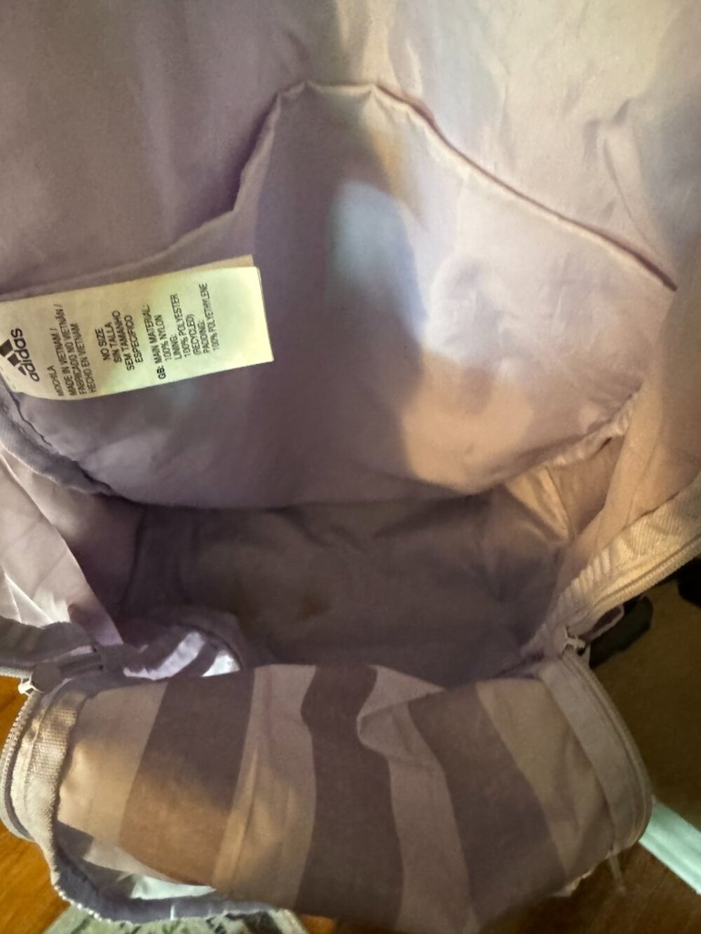 Adidas Tailored 3 Stripes Grid Backpack Lavender Lilac Pink Good - Picture 6 of 6